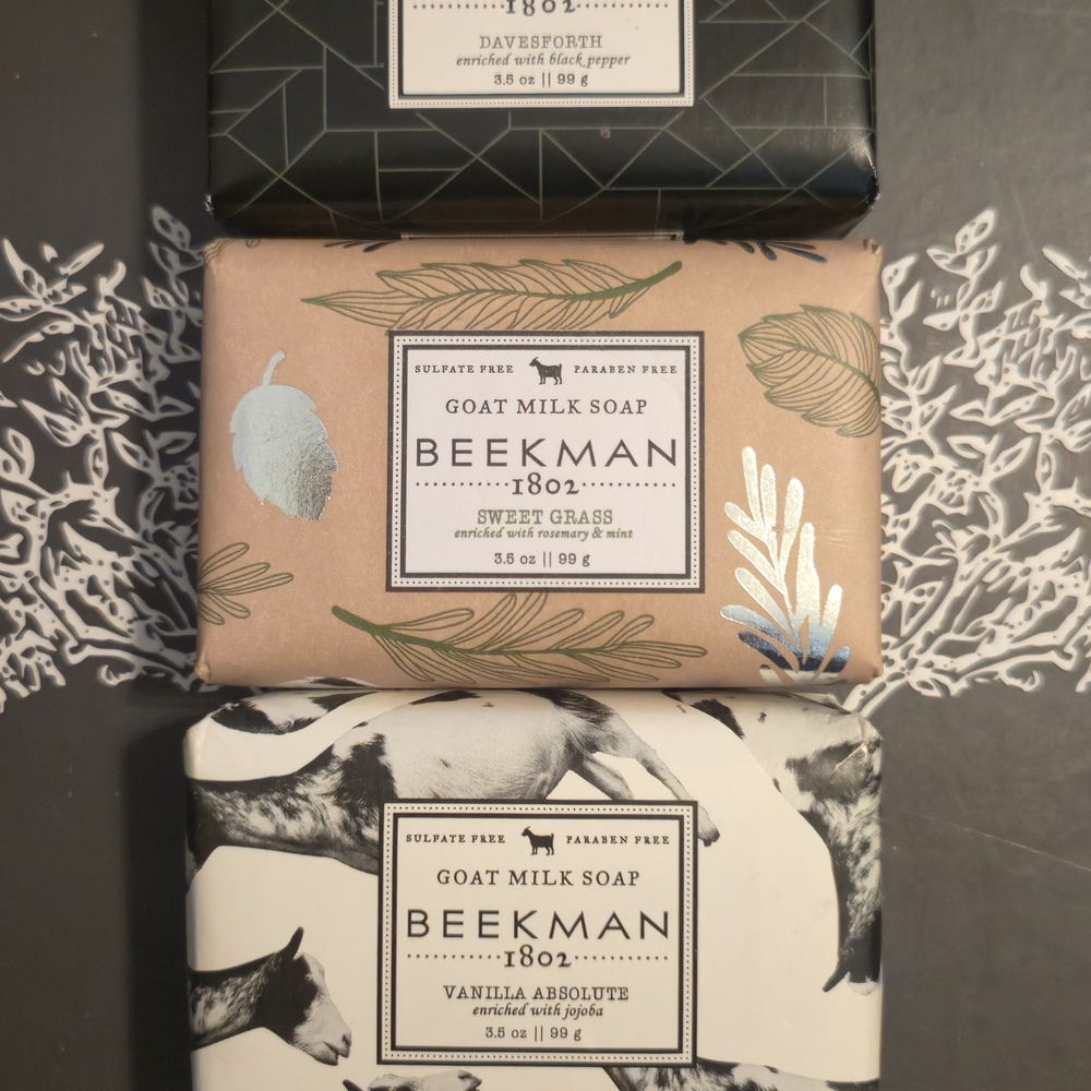 3 Beekman 1802 Goat Milk Soap Bars 3.5oz each